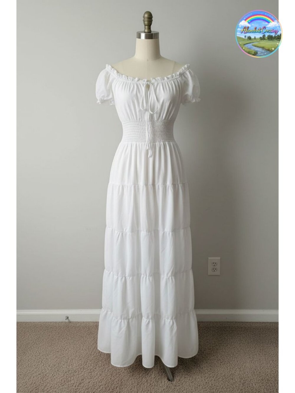 Renaissance Peasant Maxi Dress Off Shoulder Medieval Costume